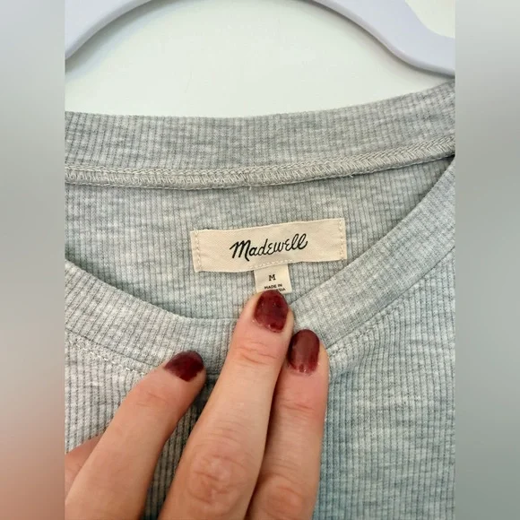 Madewell fine ribbed crew neck long sleeve tee - Picture 4 of 7